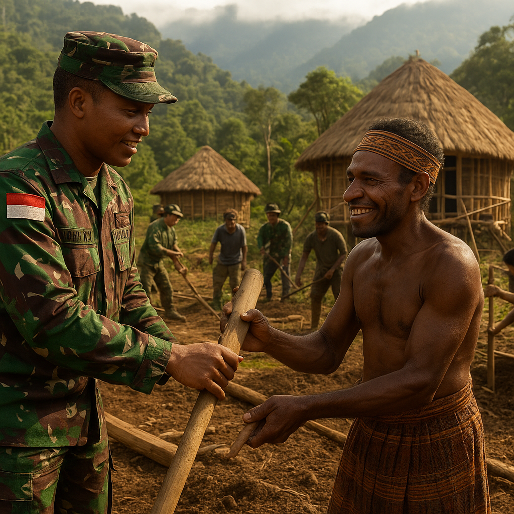 Bhakti TNI di Intan Jaya, Satgas Yonif 631/Antang Bantu Persiapan Pembangunan Honai
