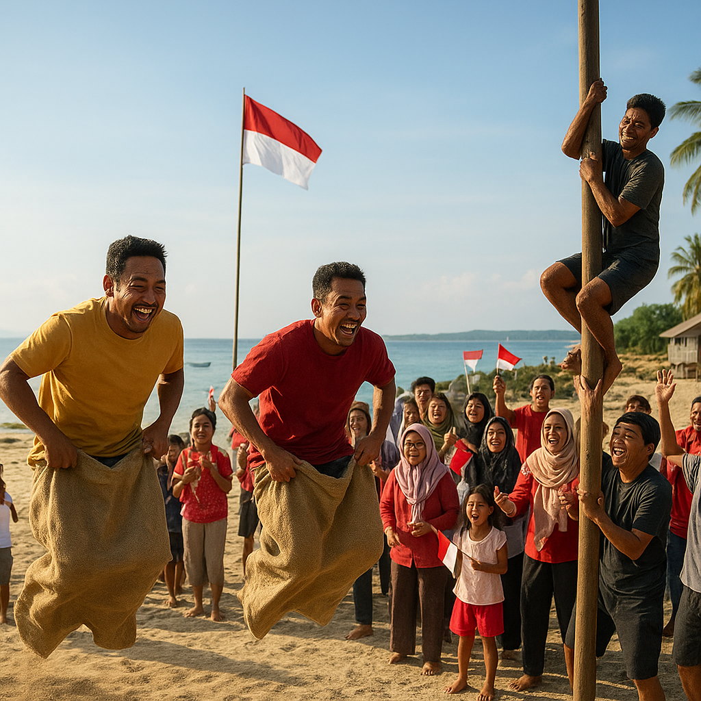 Warga Perbatasan Miangas Sulut Rayakan HUT ke-781 RI dengan Lomba Tradisional di Pantai