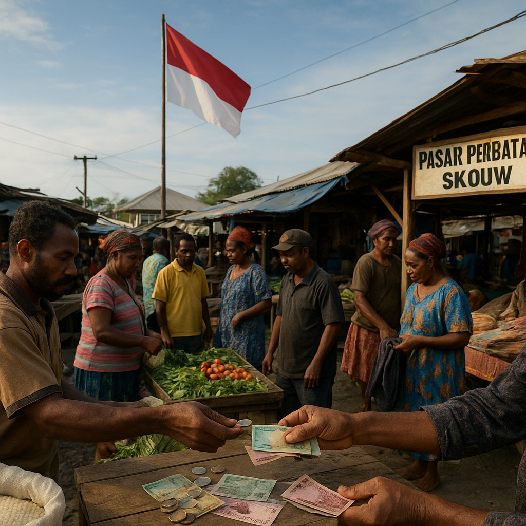 Pasar Perbatasan Skouw: Gemuruh Perdagangan di Bawah Tiang Bendera