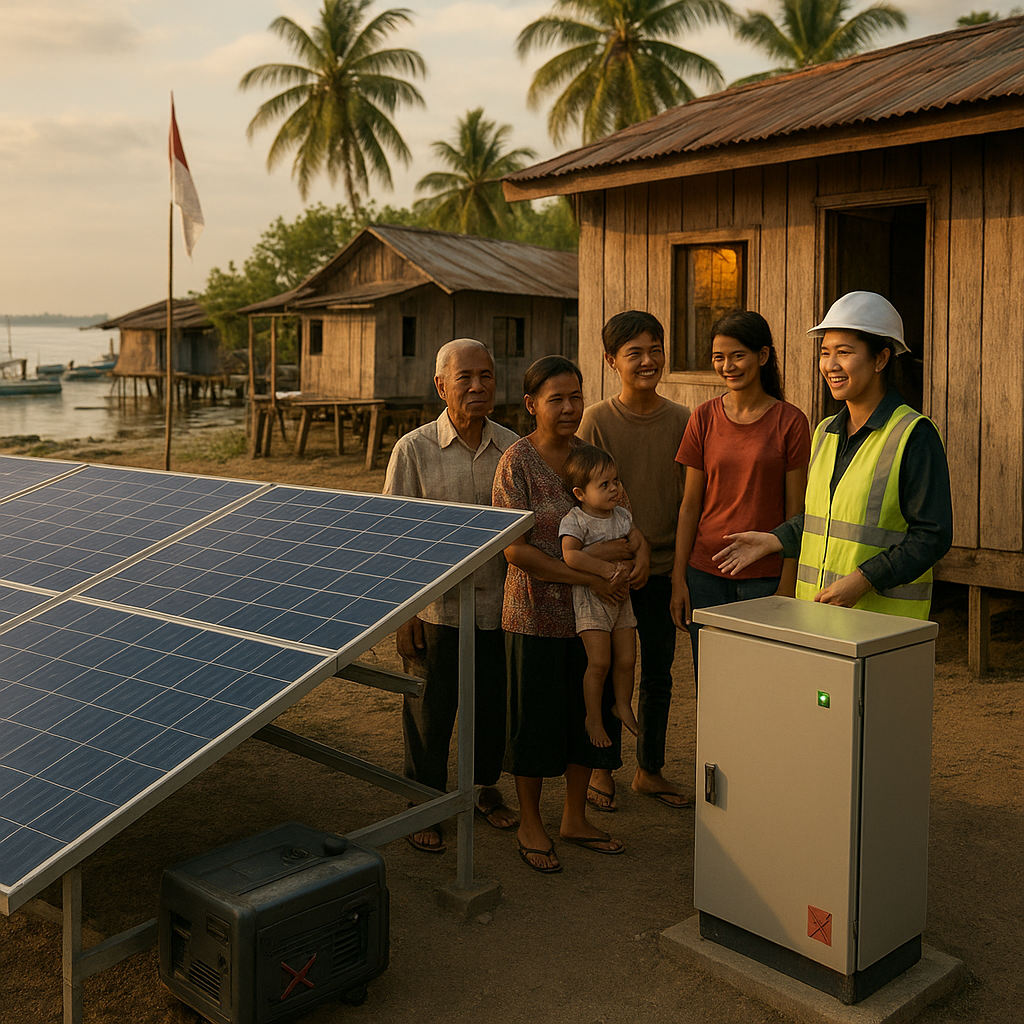 Pembangunan Jaringan Listrik Tenaga Surya Terangi Desa Terpencil di Pulau Sebatik