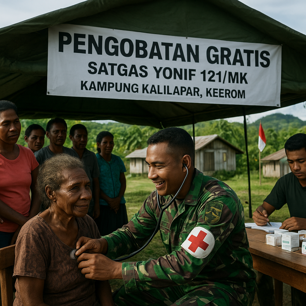 Satgas Yonif 121/MK Gelar Pengobatan Gratis di Perbatasan RI-PNG, Warga Keerom Antusias