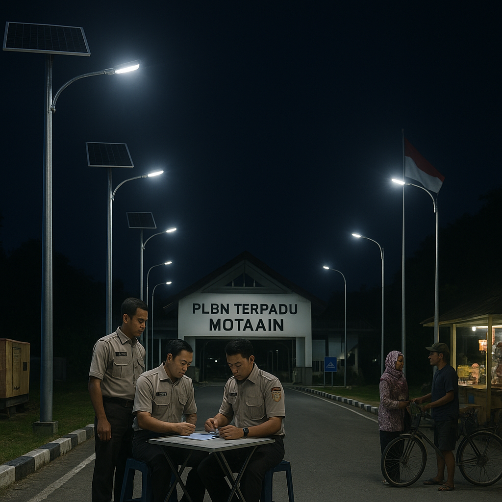 PLBN Terpadu Motaain Kini Punya Fasilitas Penerangan Jalan Umum Tenaga Surya