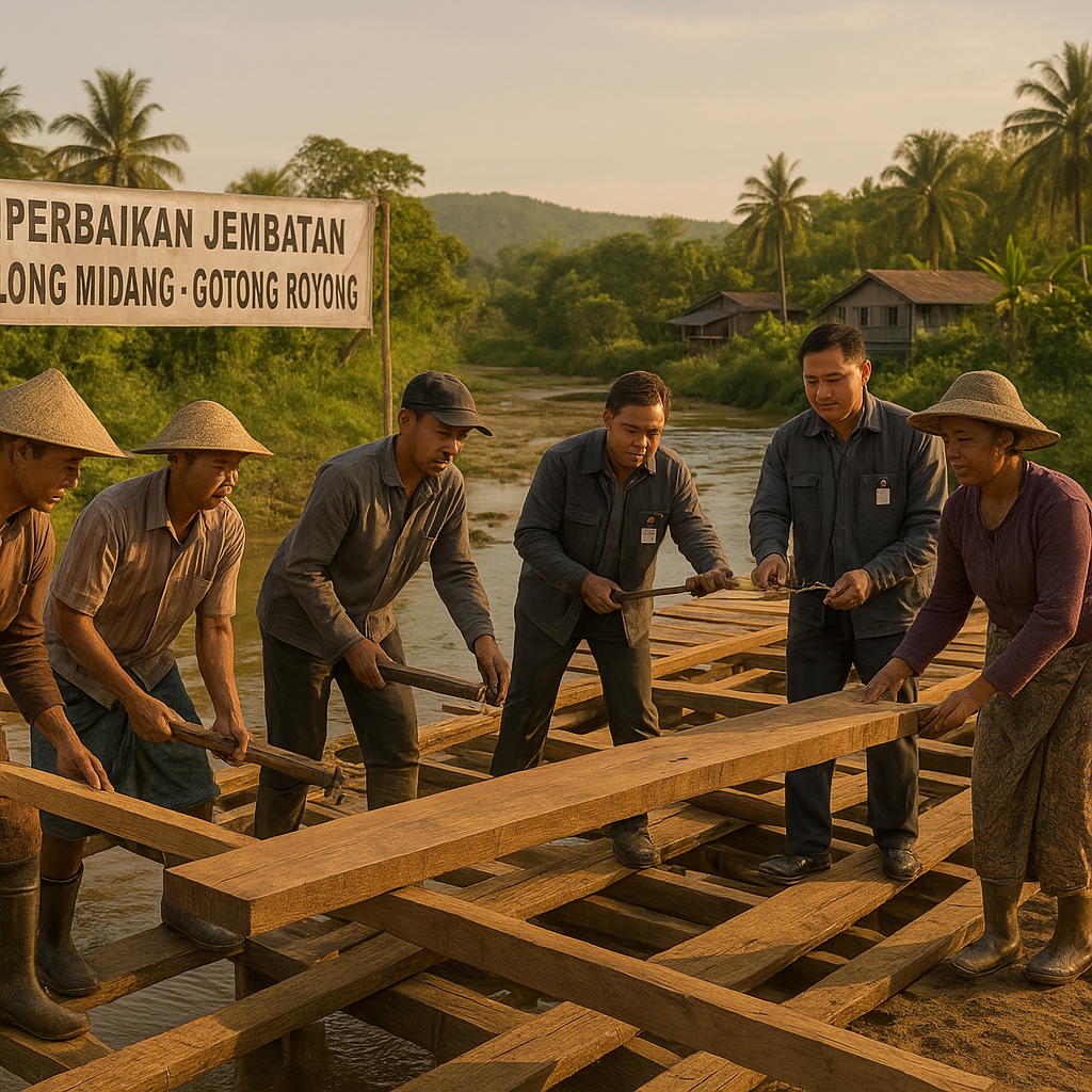 Jembatan Penghubung Desa Perbatasan di Nunukan Akhirnya Diperbaiki Setelah 5 Tahun Rusak