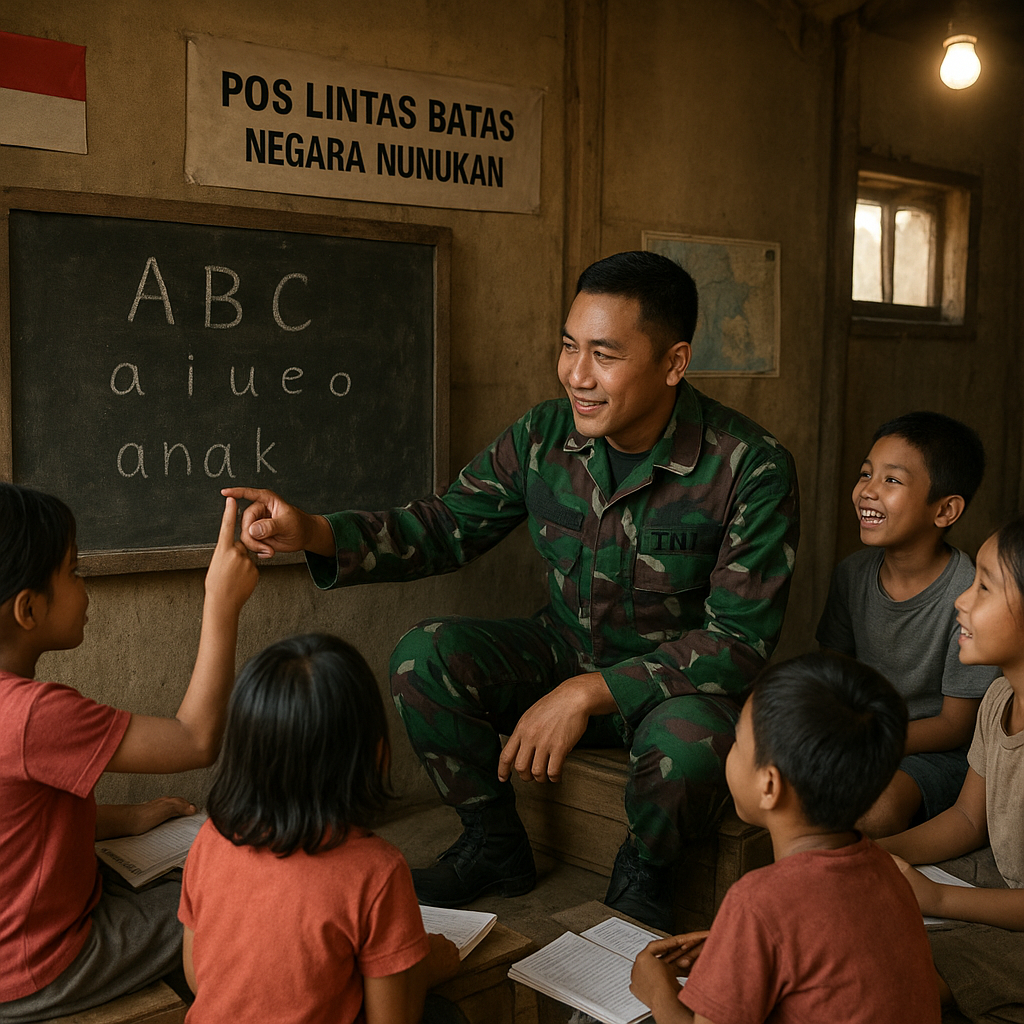 Teguh di Garis Depan: Kisah Prajurit TNI yang Mengajar Baca Tulis Anak Perbatasan Nunukan