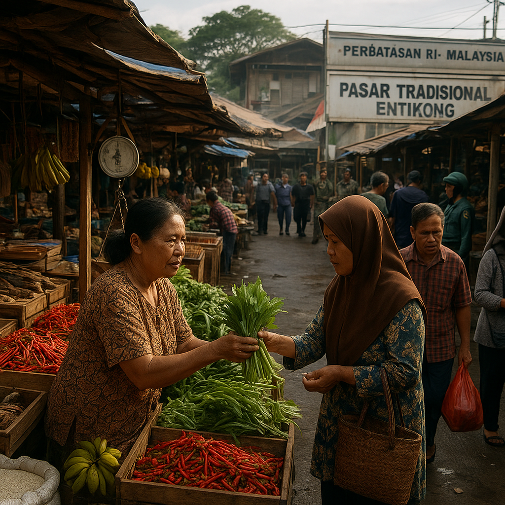 Warga Perbatasan Entikong Masih Andalkan Pasar Tradisional Lintas Batas untuk Penuhi Kebutuhan Sehari-hari