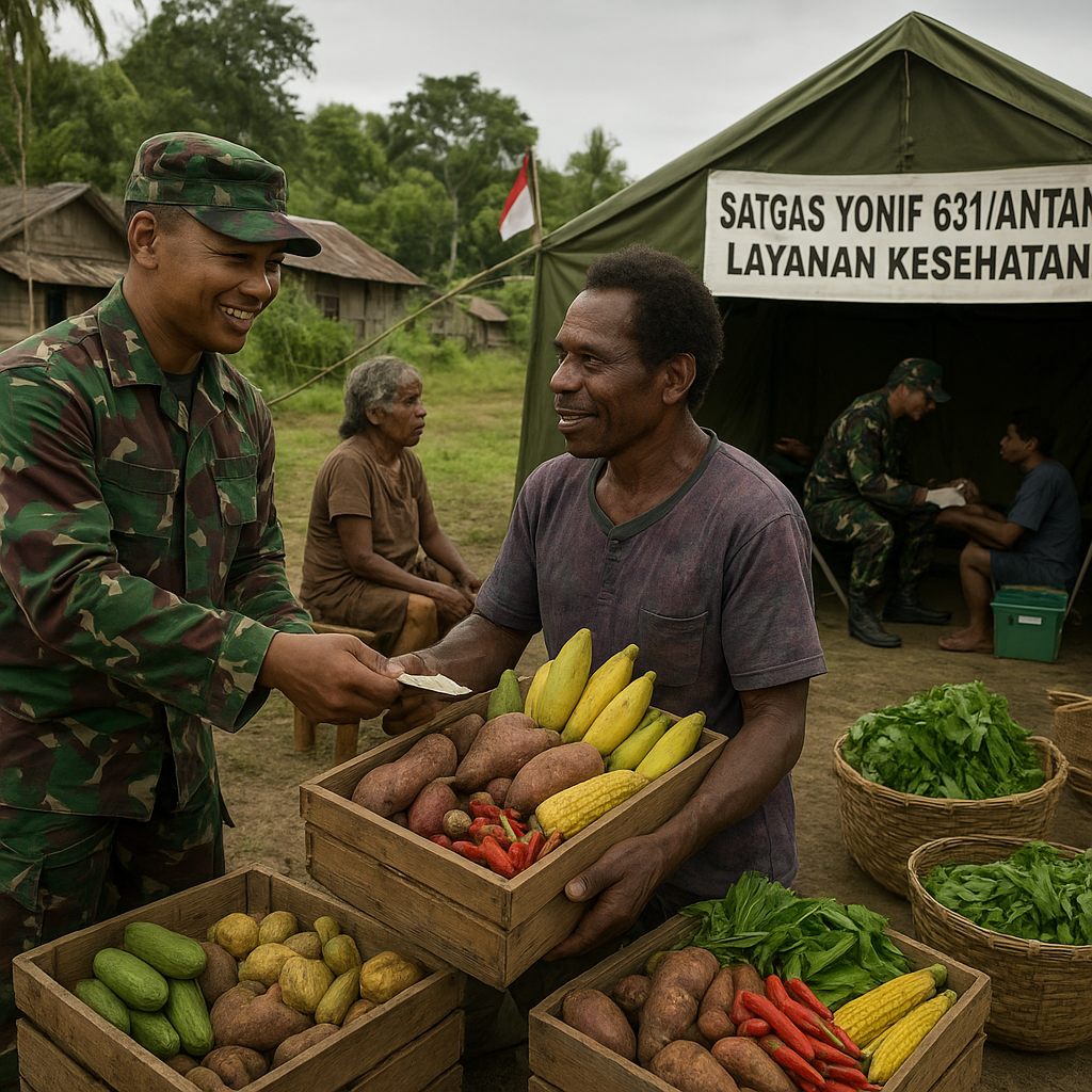 Borong Hasil Tani, Layani Kesehatan hingga Rangkul Warga, Satgas Yonif 631/Antang Hadirkan Aksi Nyata di Intan Jaya
