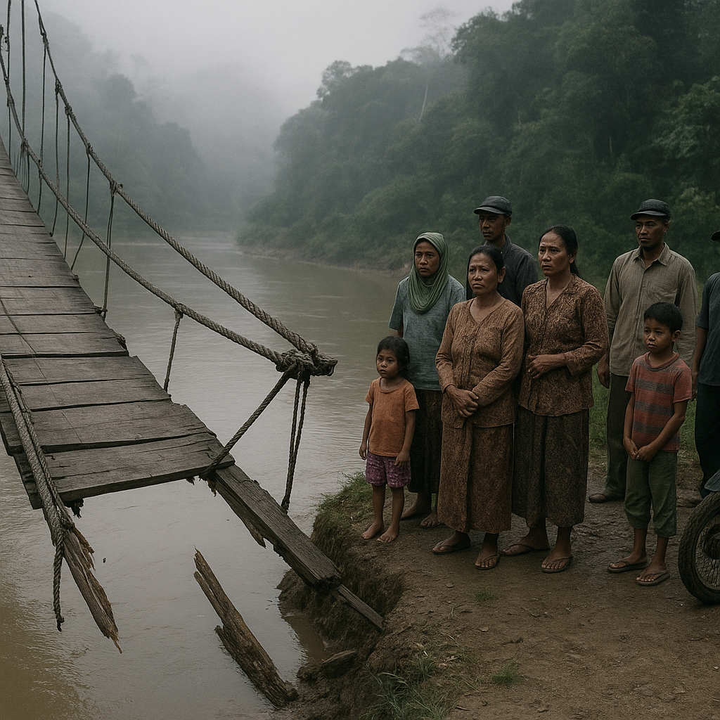 Jembatan Gantung Putus di Perbatasan Kalimantan, Warga Terisolasi