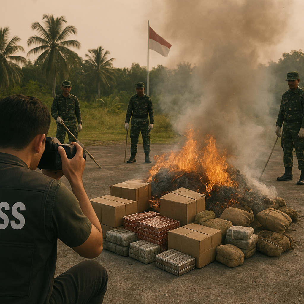 Foto Jurnalis: Asap Pembakaran Barang Bukti Ilegal di Kubu Raya, Sinyal Kuat Pengawasan di Garis Perbatasan