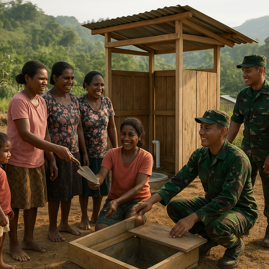 Gotong Royong di Boven Digoel: Senyum Warga Sambut Toilet Sederhana Hasil Bhakti Prajurit