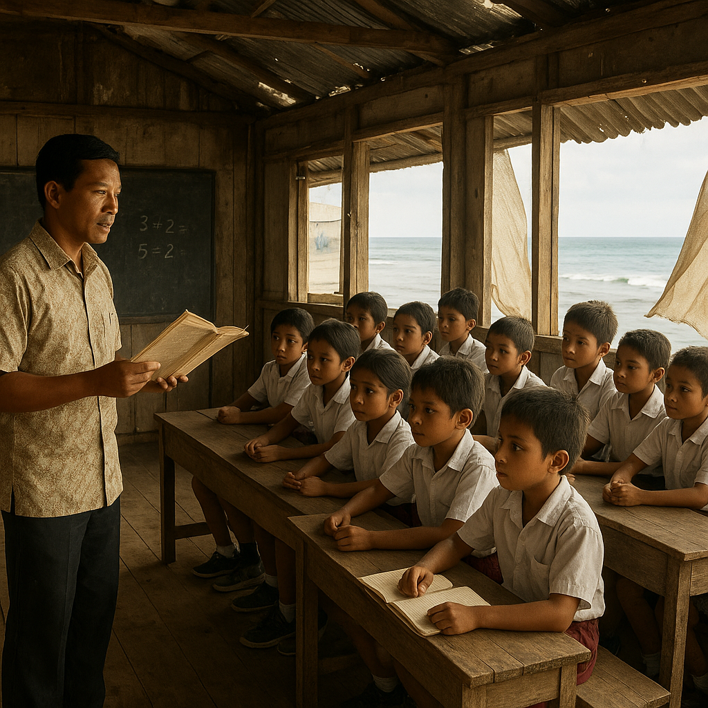 Potret Sekolah di Pulau Terluar: Guru dan Satu Buku untuk Semua