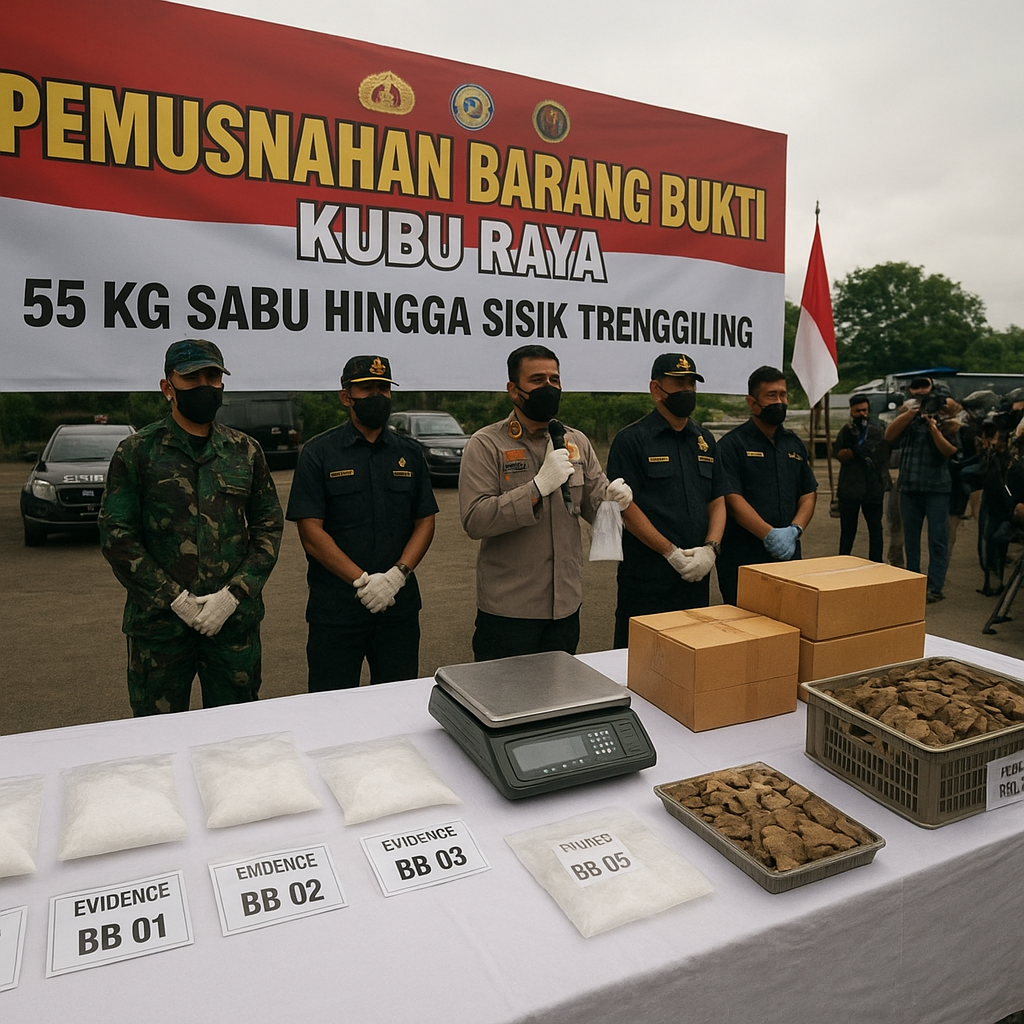 55 Kg Sabu hingga Sisik Trenggiling Dimusnahkan di Kubu Raya