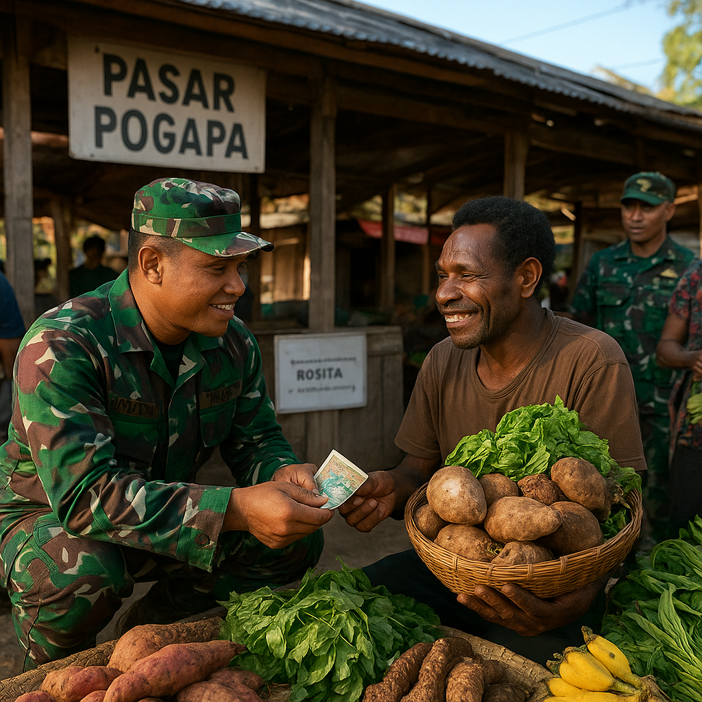 Borong Hasil Tani Warga Intan Jaya, Satgas Yonif 757/GV Perkuat Ekonomi Petani Papua Lewat Program ROSITA