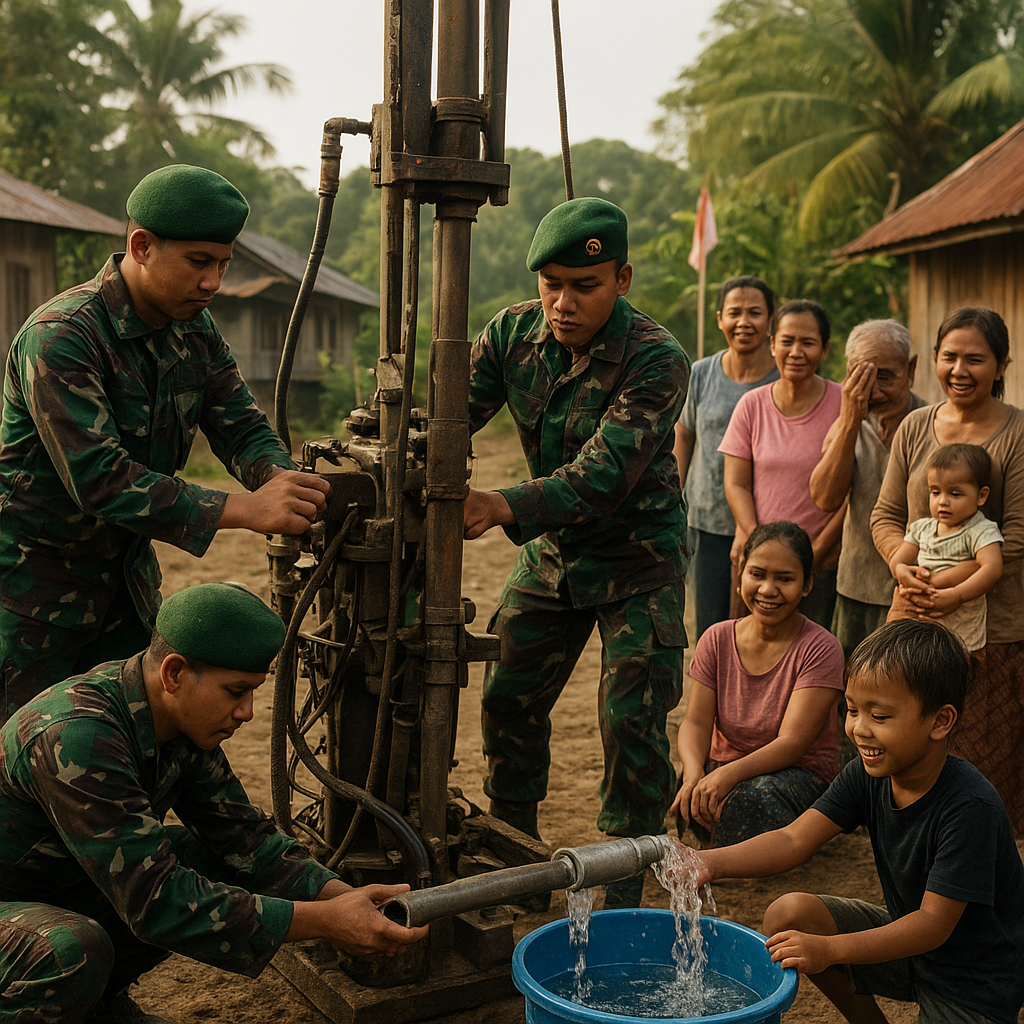 Prajurit TNI Bangun Sumur Bor untuk Warga Perbatasan yang Kesulitan Air Bersih di Sanggau