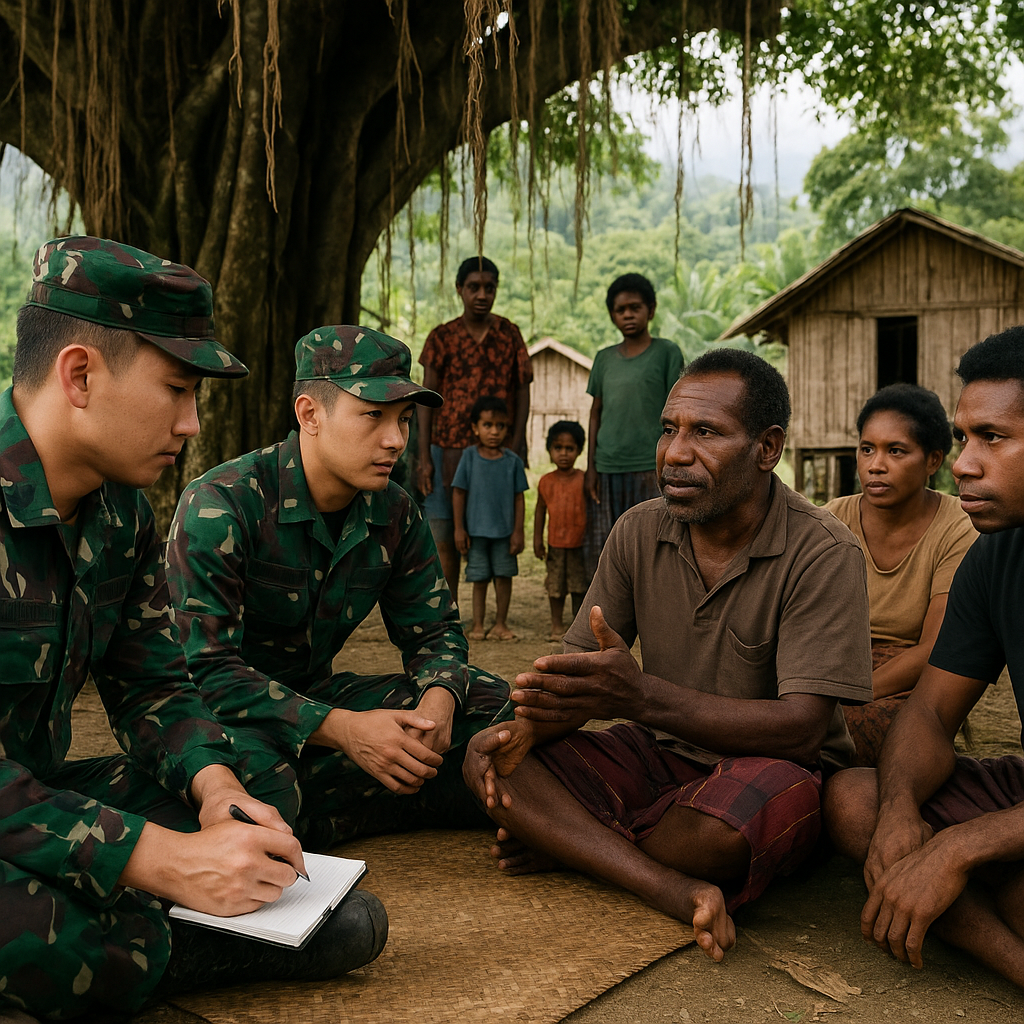 Patroli Humanis Satgas Yonif 2 Marinir di Deiyai, Sapa Warga hingga Serap Aspirasi Demi Papua yang Aman