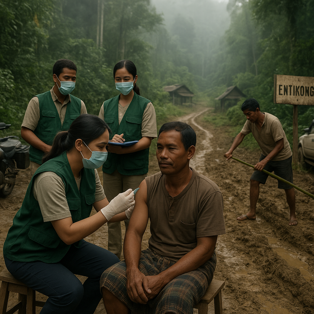 Patroli Rasa: Dokter Keliling Menembus Hutan Perbatasan Entikong untuk Suntik Vaksin ke Dusun Terpencil