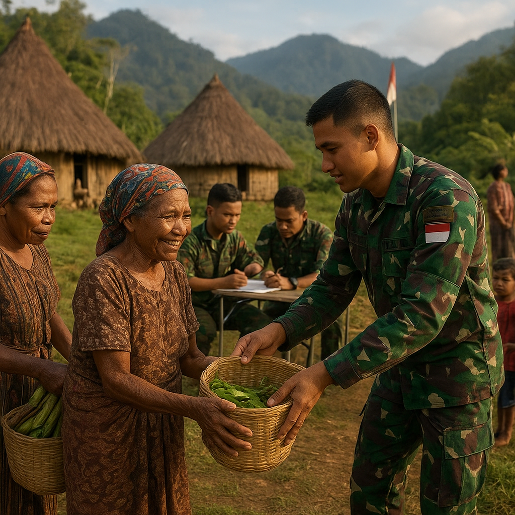Satgas Yonif 742/SWY Dekatkan Diri Lewat Panen Bersama Mama Papua