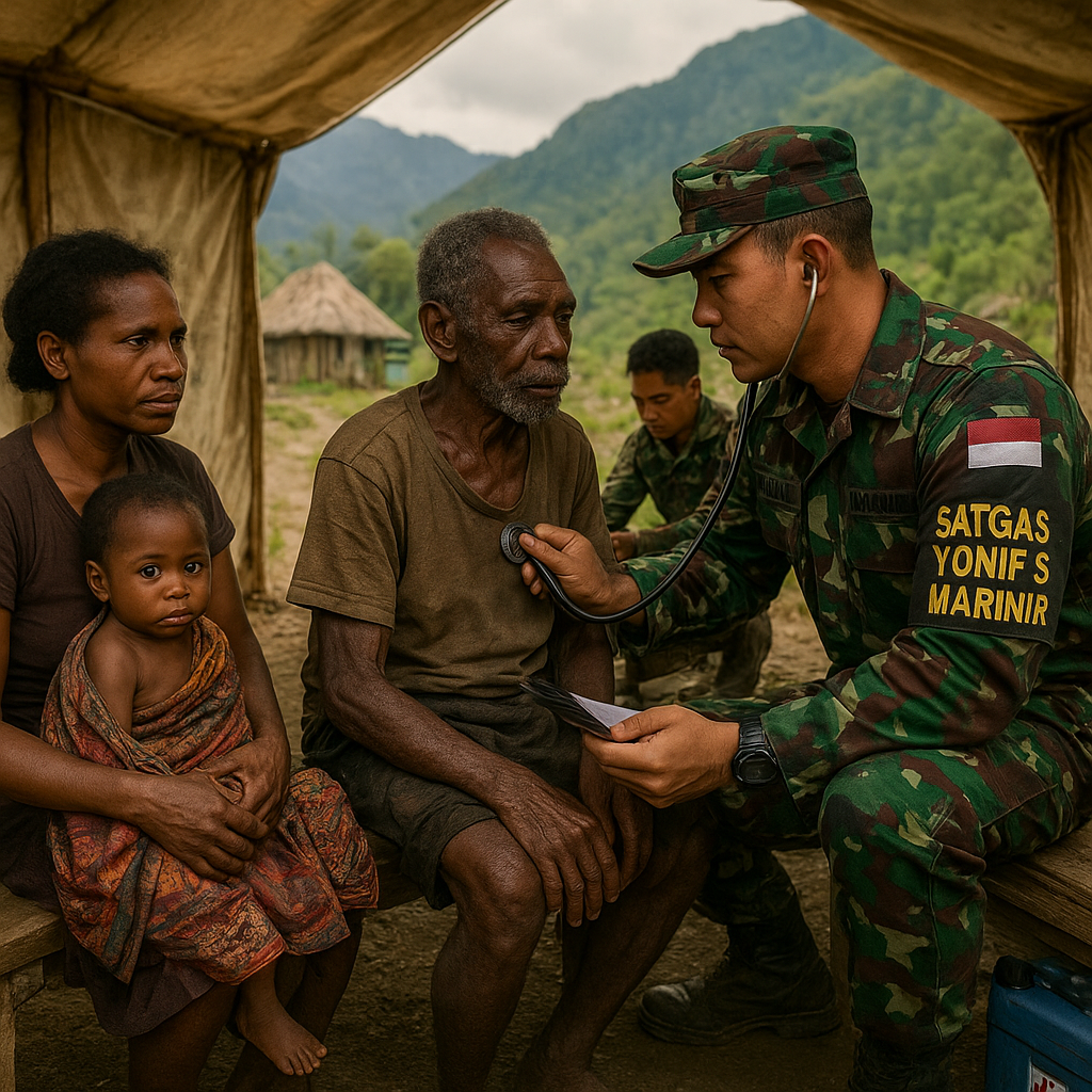 Marinir Tembus Pedalaman Yahukimo, Kepedulian untuk Kesehatan Warga Papua Jadi Bukti Nyata Pengabdian TNI