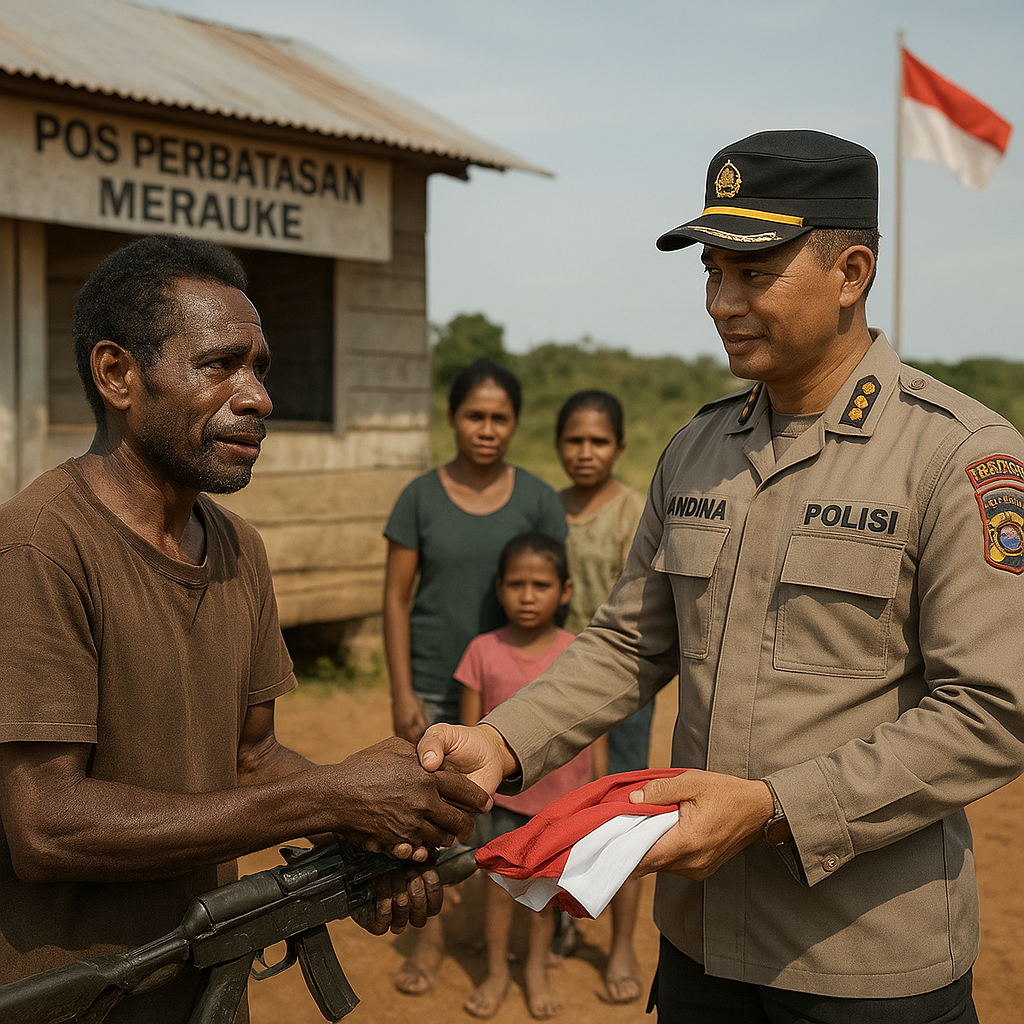Anggota TPNPB-OPM Papua Selatan Serahkan Senjata dan Kembali ke Pangkuan NKRI