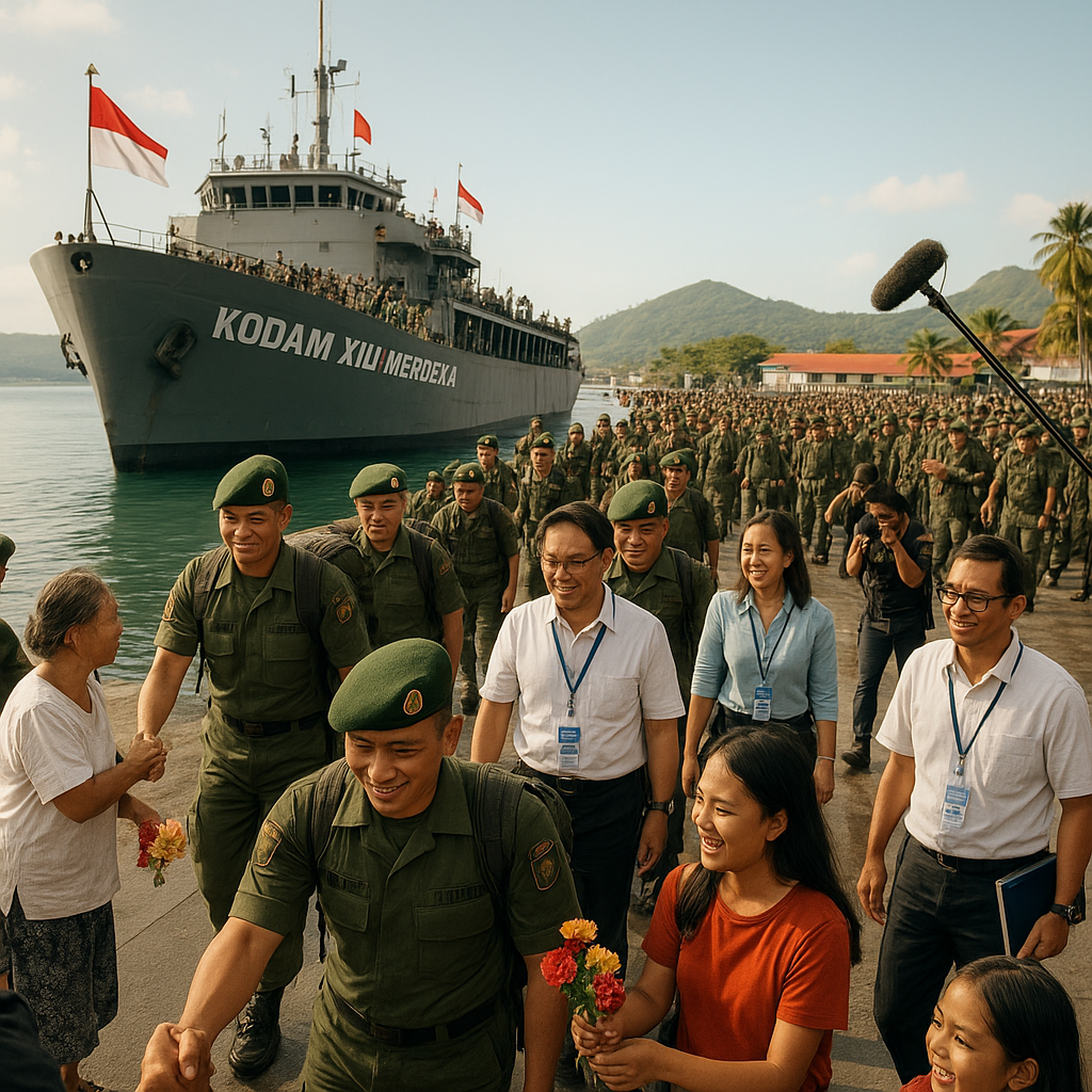 Personel Karya Bakti Skala Besar Kodam XIII/Merdeka Tiba di Pelabuhan Melonguane Talaud