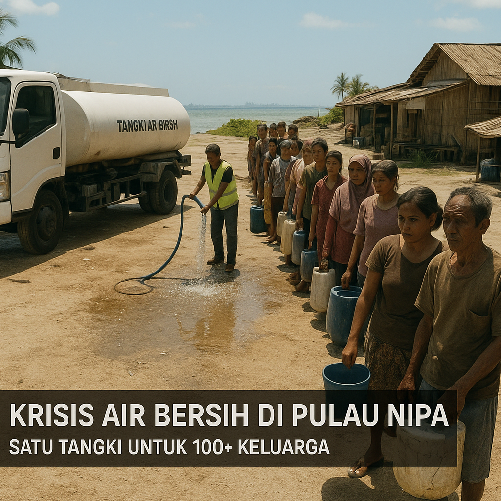 Krisis Air Bersih di Pulau Nipa, Perbatasan Singapura: Satu Bak Truk untuk Seratus Kepala Keluarga