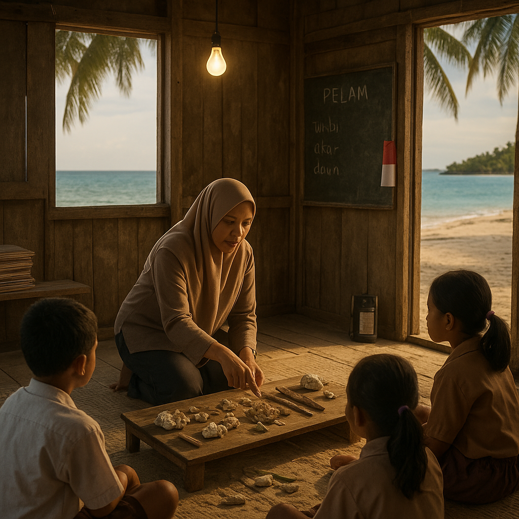 Guru di Pulau Terluar: Mengajar dengan Listrik 4 Jam dan Buku Bekas