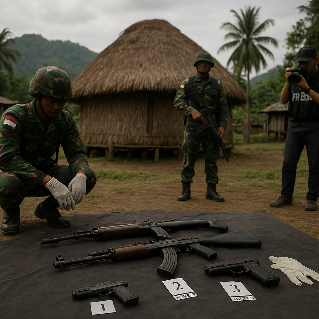Honai di Intan Jaya Dikuasai TNI, Tiga Senjata Api Disita dari Lokasi