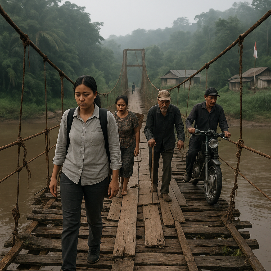 Jembatan Gantung Usang, Satu-satunya Penghubung Desa Perbatasan di Malinau