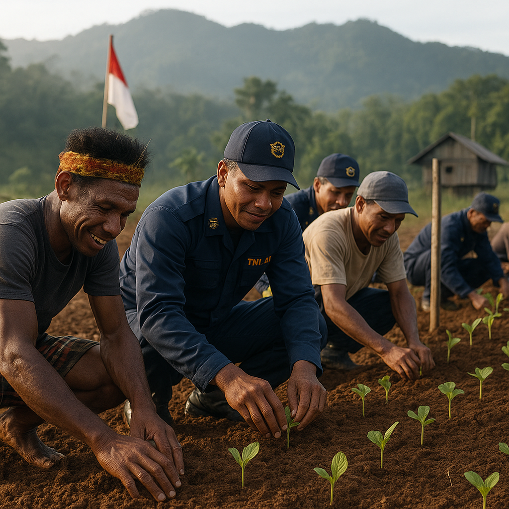 TNI AL Tanam Kedelai Bersama Petani Asli Papua di Tapal Batas Arso