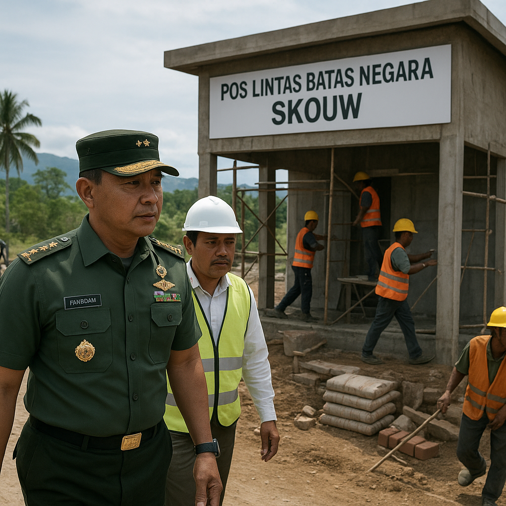 Pangdam Cenderawasih Tinjau Pembangunan Pos Lintas Batas Negara di Skouw