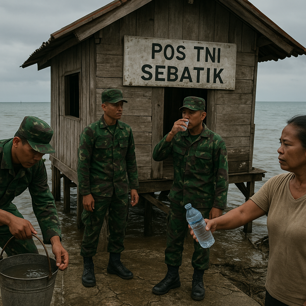 Pos TNI di Pulau Sebatik: Penjaga Perbatasan yang Hidup dengan Air Asin