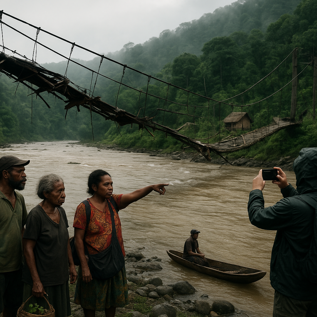 Jembatan Gantung Rusak Parah Putuskan Akses 5 Desa di Perbatasan Papua