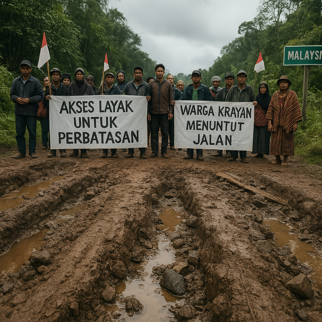 Warga Krayan Unjuk Rasa, Jalan Tanah ke Malaysia Rusak Berat