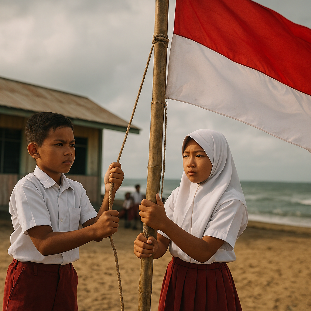 Upacara Bendera di SD Terpencil Pulau Nipa: Merah Putih Berkibar di Titik Terdepan Kepulauan Riau