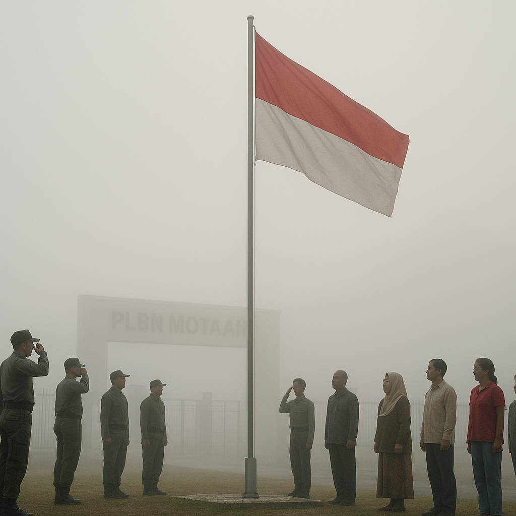 Upacara di PLBN Terluar: Bendera Merah Putih Berkibar di Tengah Kabut Perbatasan RI-Timor Leste