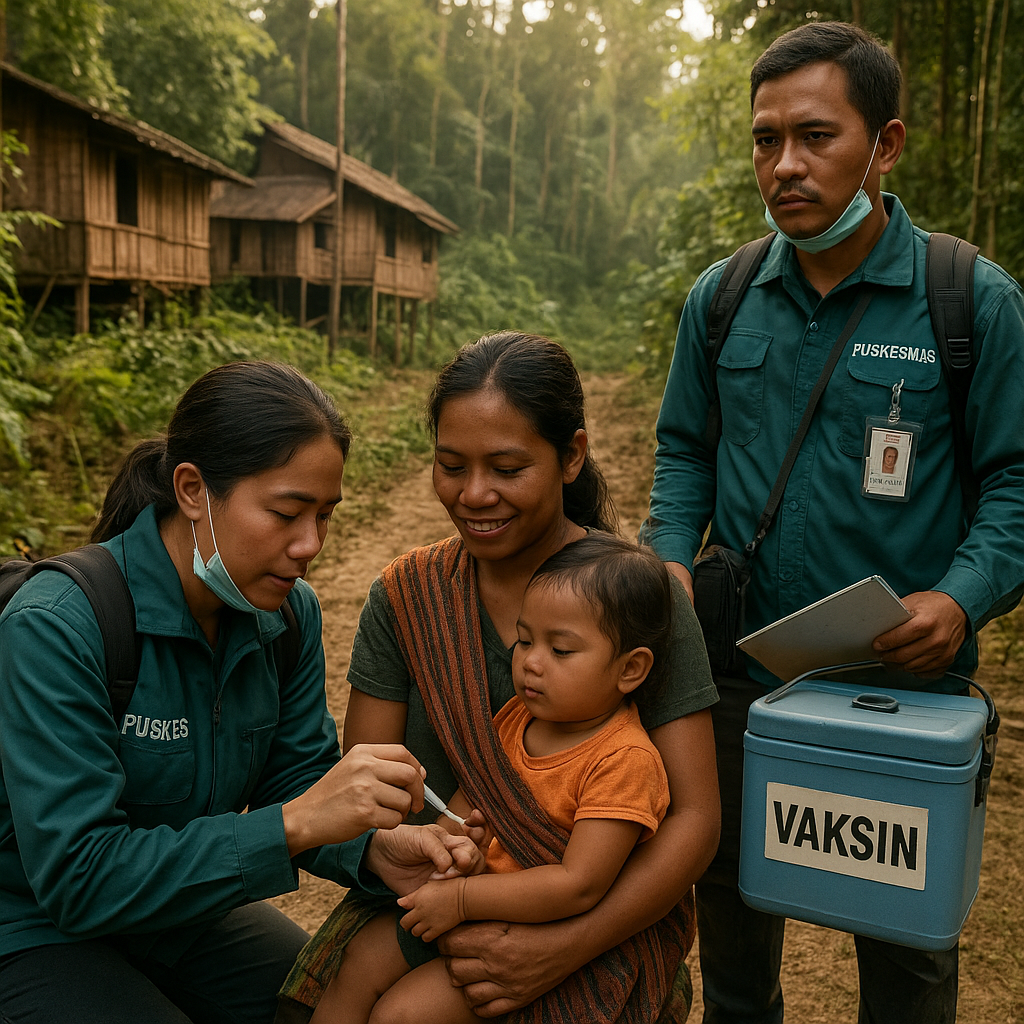 Tim Kesehatan Keliling: Menembus Hutan Belantara untuk Vaksinasi Anak di Perbatasan Malinau