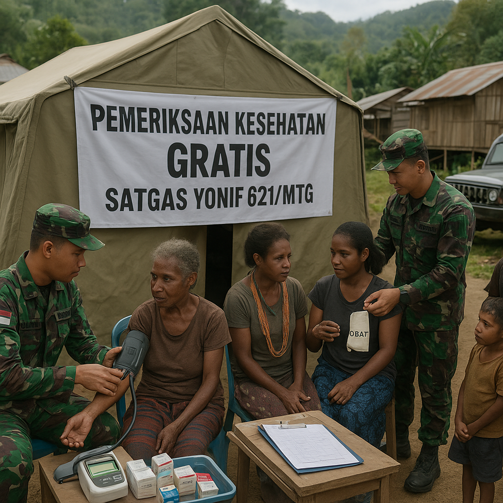 Satgas Yonif 621/Mtg Datangi Warga Gigobak, Pemeriksaan Kesehatan Gratis Digelar di Pelosok Papua