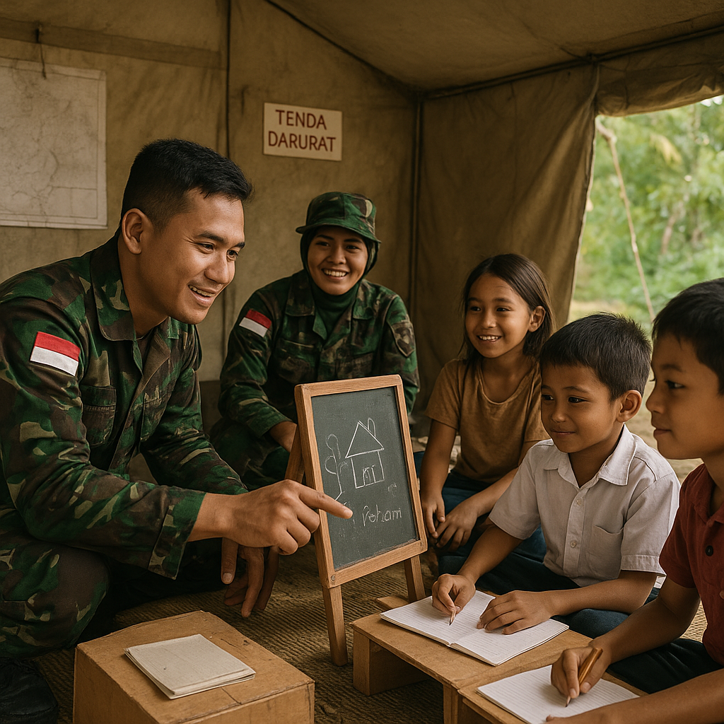 Pelajaran di Tenda Darurat: Satgas Mengajar Anak-Anak Perbatasan