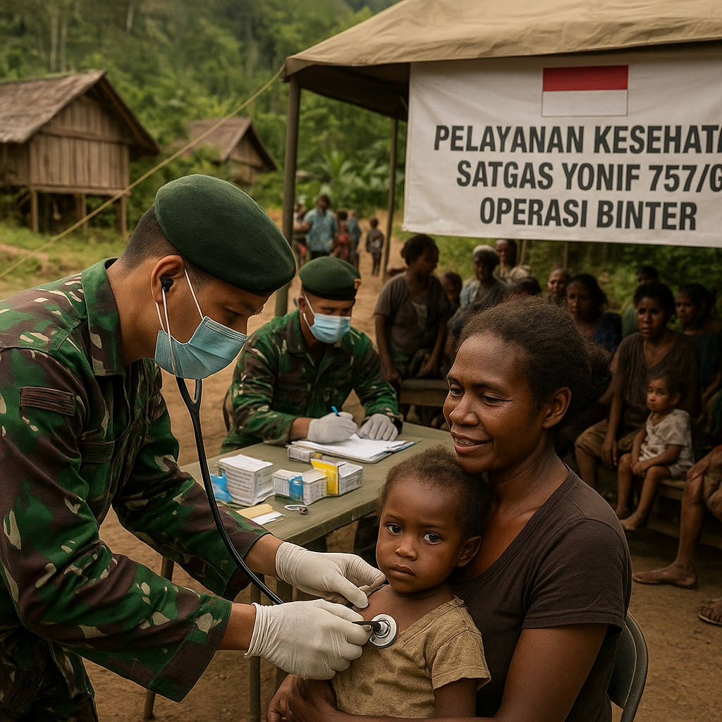 Satgas Yonif 757/GV Buka Akses Kesehatan Warga Kampung Maya di Tengah Keterbatasan Fasilitas