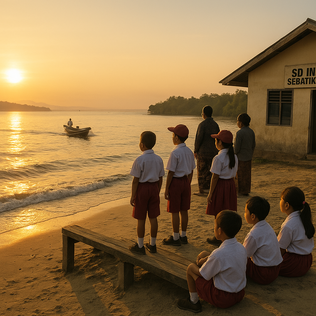 Matahari Terbit di Pulau Sebatik: Menanti Sekolah Laut yang Selalu Terlambat