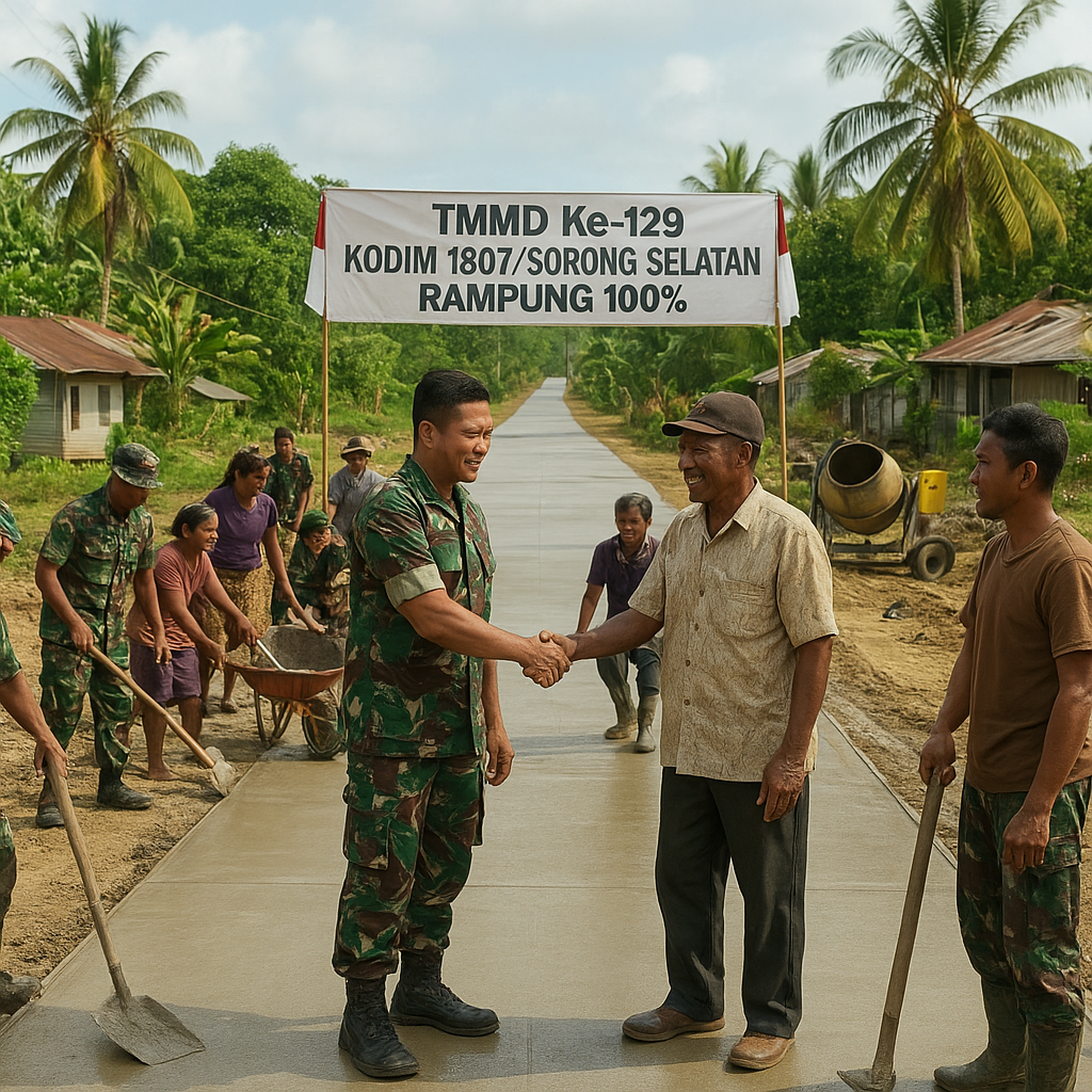 Pengecoran Jalan TMMD Ke-129 Kodim 1807/Sorong Selatan Rampung 100 Persen