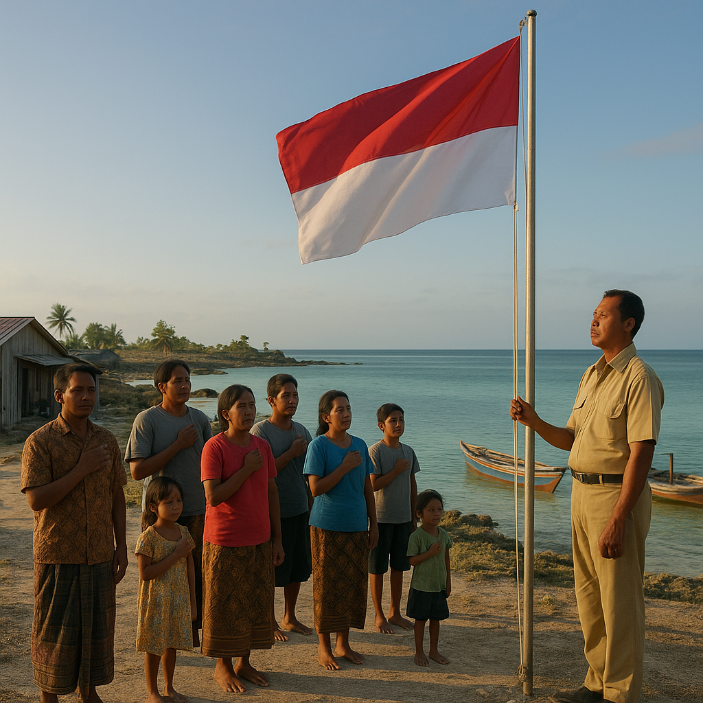 Upacara Bendera di Pulau Fanildo, Pulau Terkecil dan Terdepan di Laut Arafuru yang Ditinggali 5 Keluarga