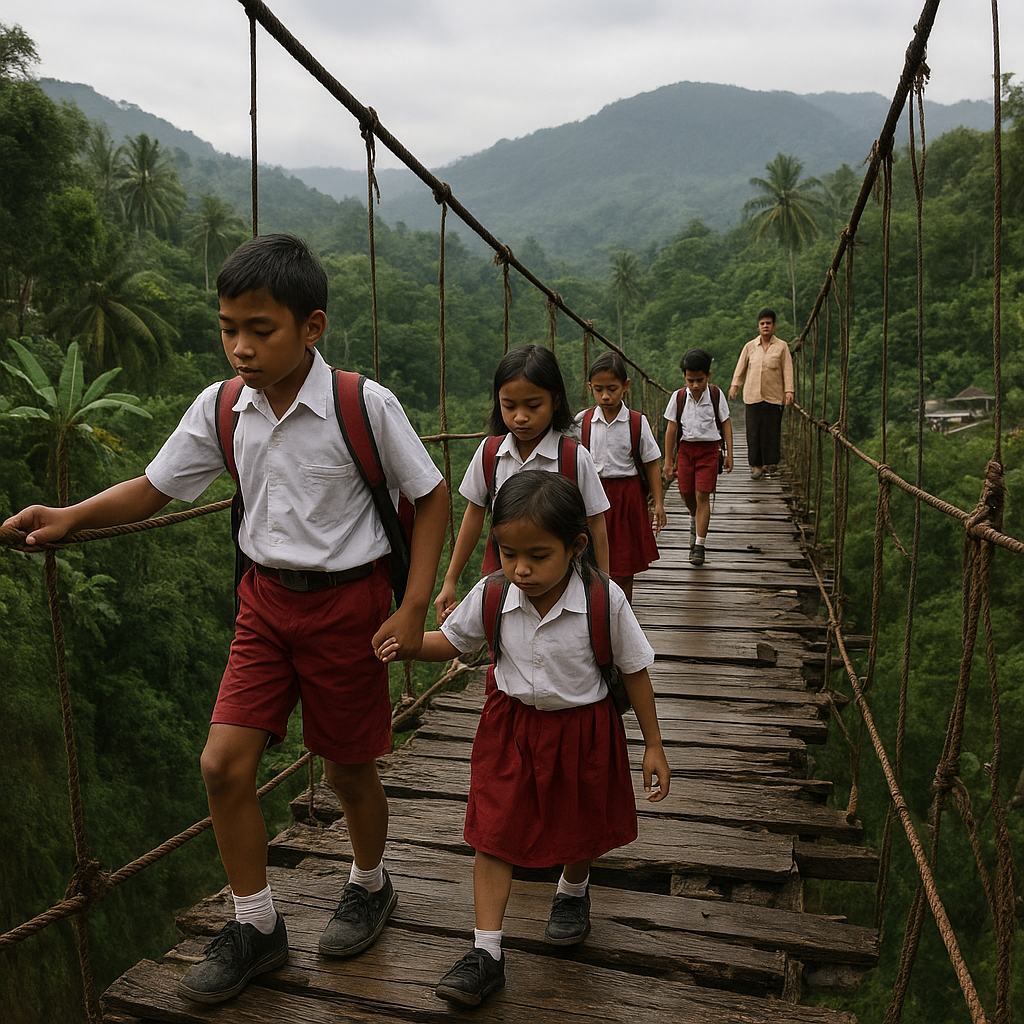 Jembatan Gantung di Lembah Kabaena, Satu-satunya Penghubung ke Sekolah