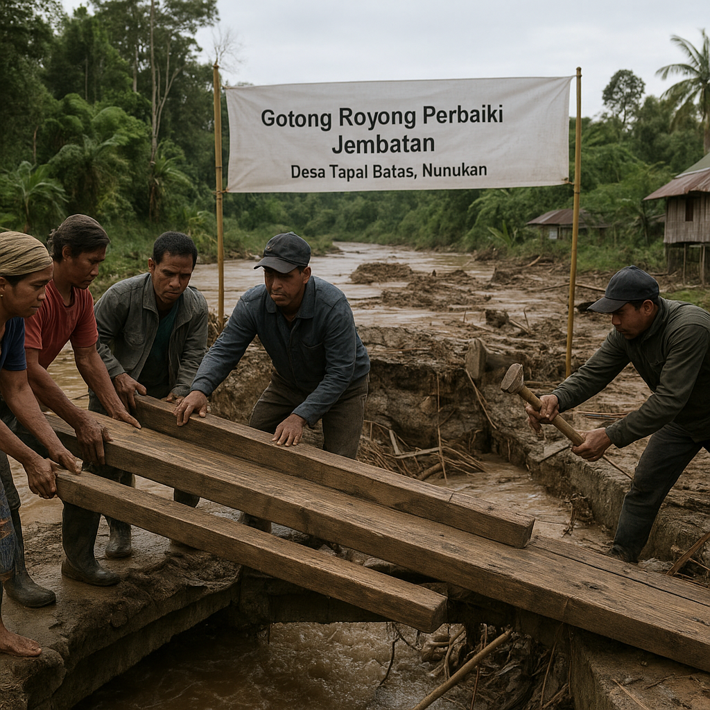 Kegiatan Gotong Royong Perbaiki Jembatan Desa