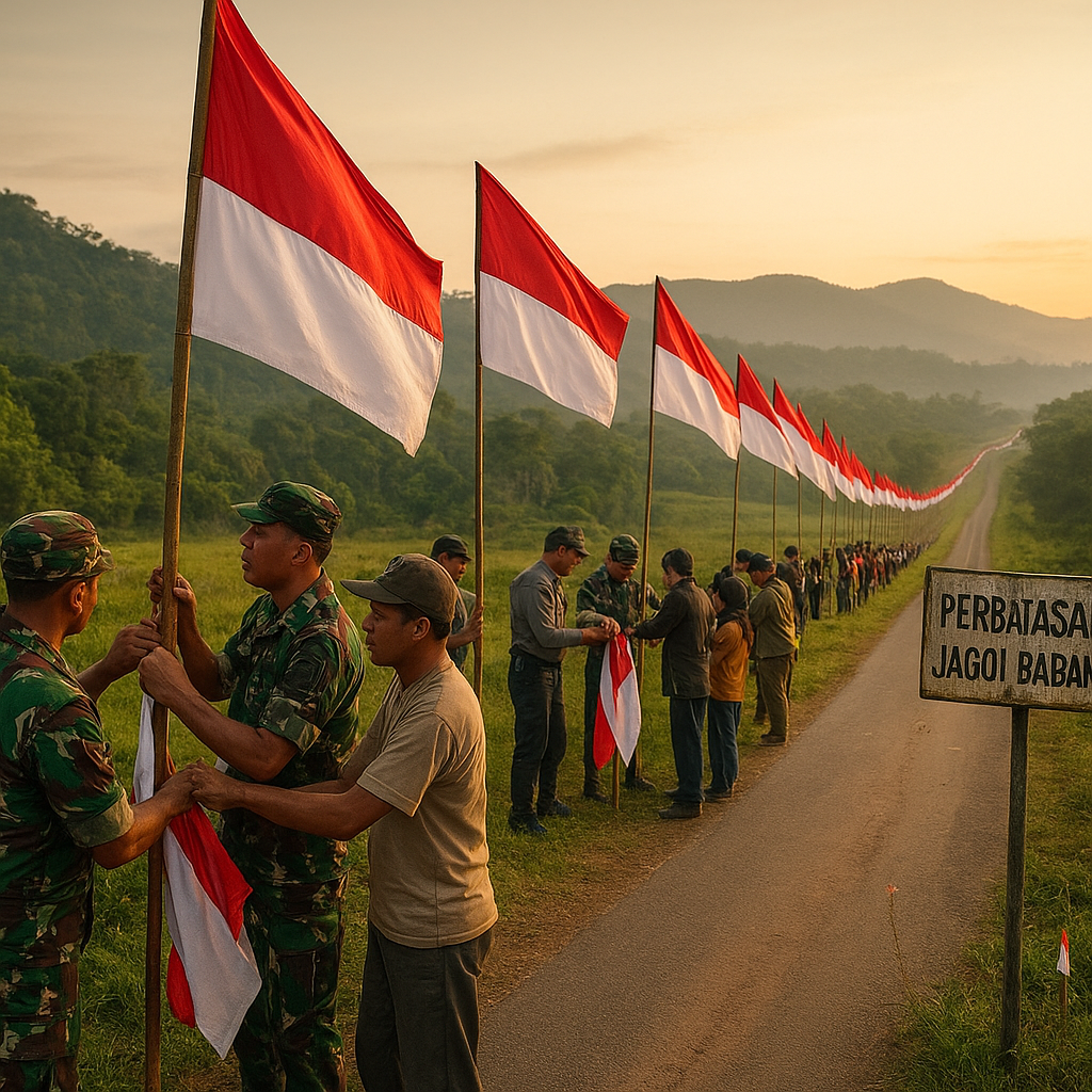 3.000 Bendera Berkibar Sepanjang 12 Km Jalur Perbatasan Jagoi Babang