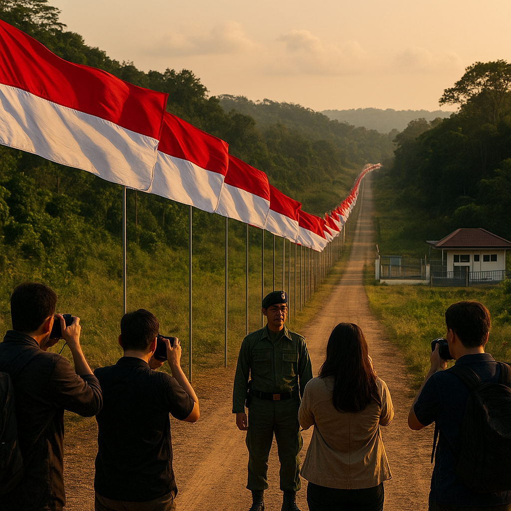 5.000 Bendera Merah Putih Berkibar Megah di Perbatasan RI-Malaysia