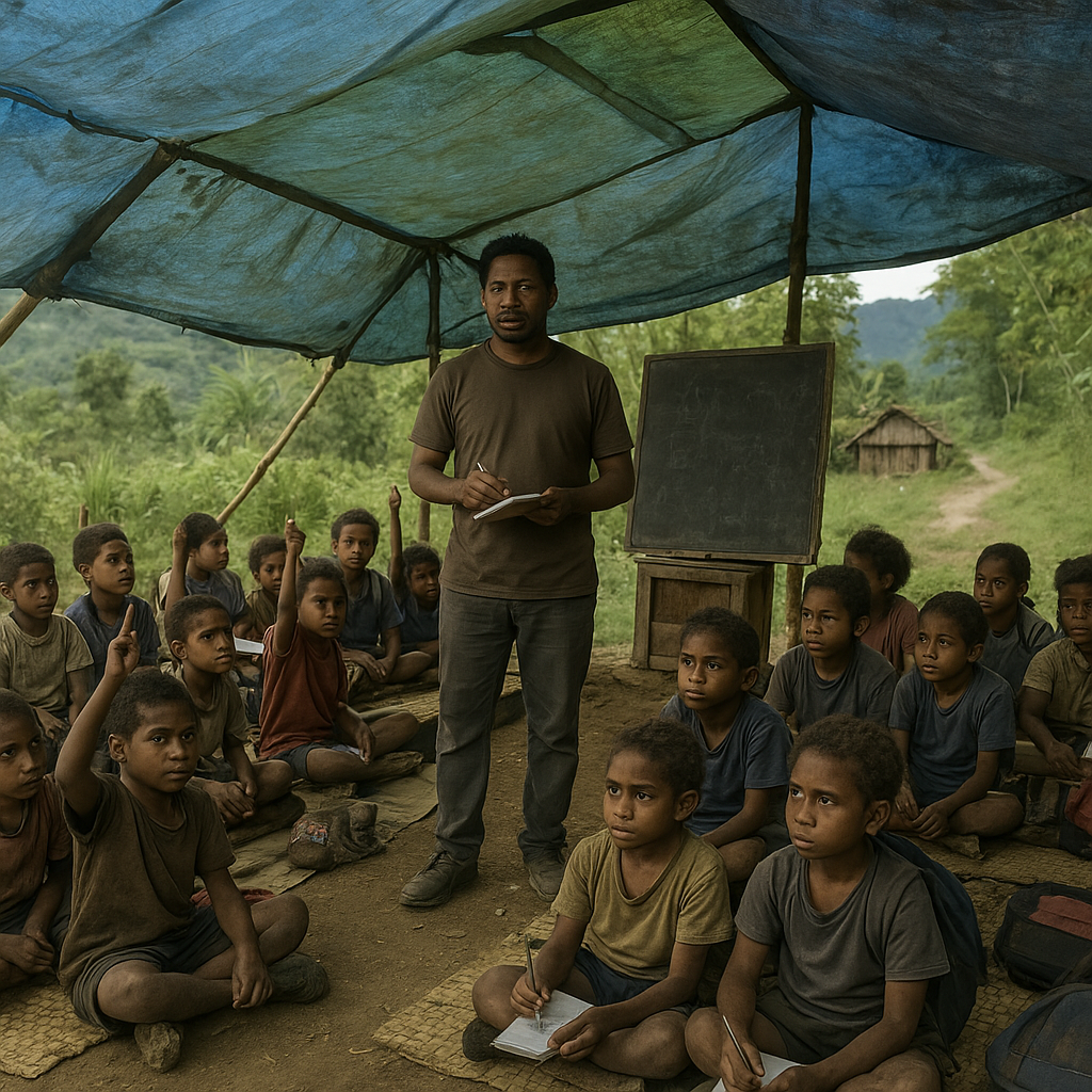 Sekolah Darurat di Perbatasan Papua, Guru Mengajar di Bawah Terpal