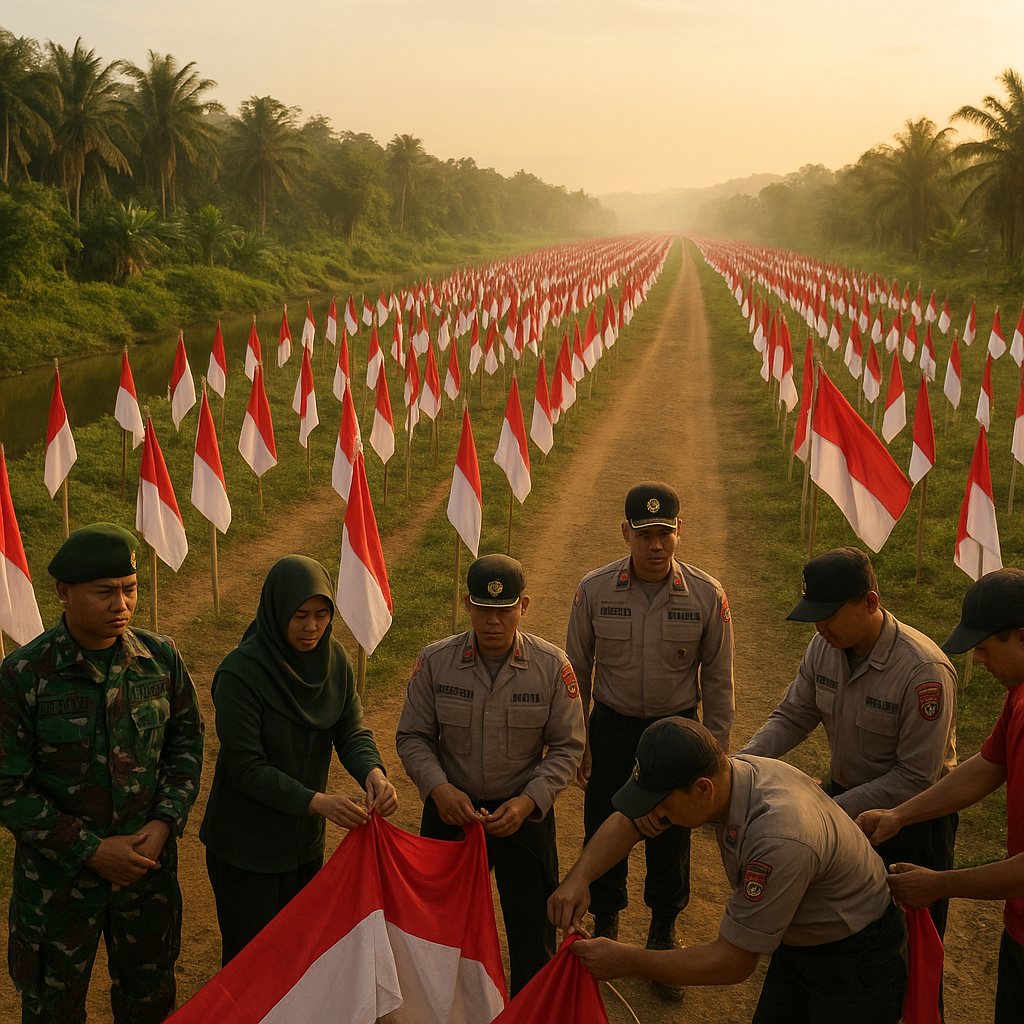 BAIS TNI Kibarkan 5.000 Bendera Merah Putih di Batas Negara Kalbar