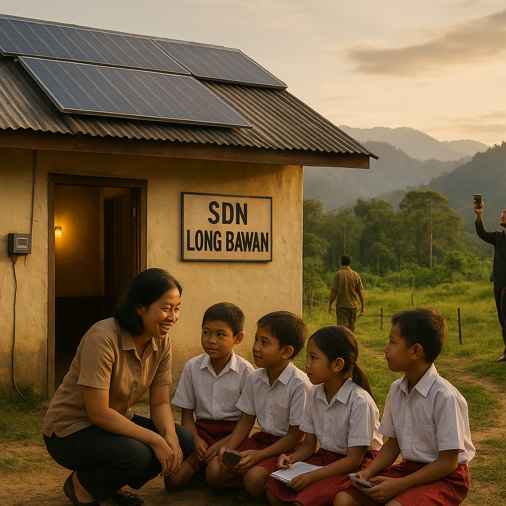 Kisah Guru di SDN Perbatasan Long Bawan, Krayan: Mengajar dengan Solar Cell dan Sinyal Dadakan