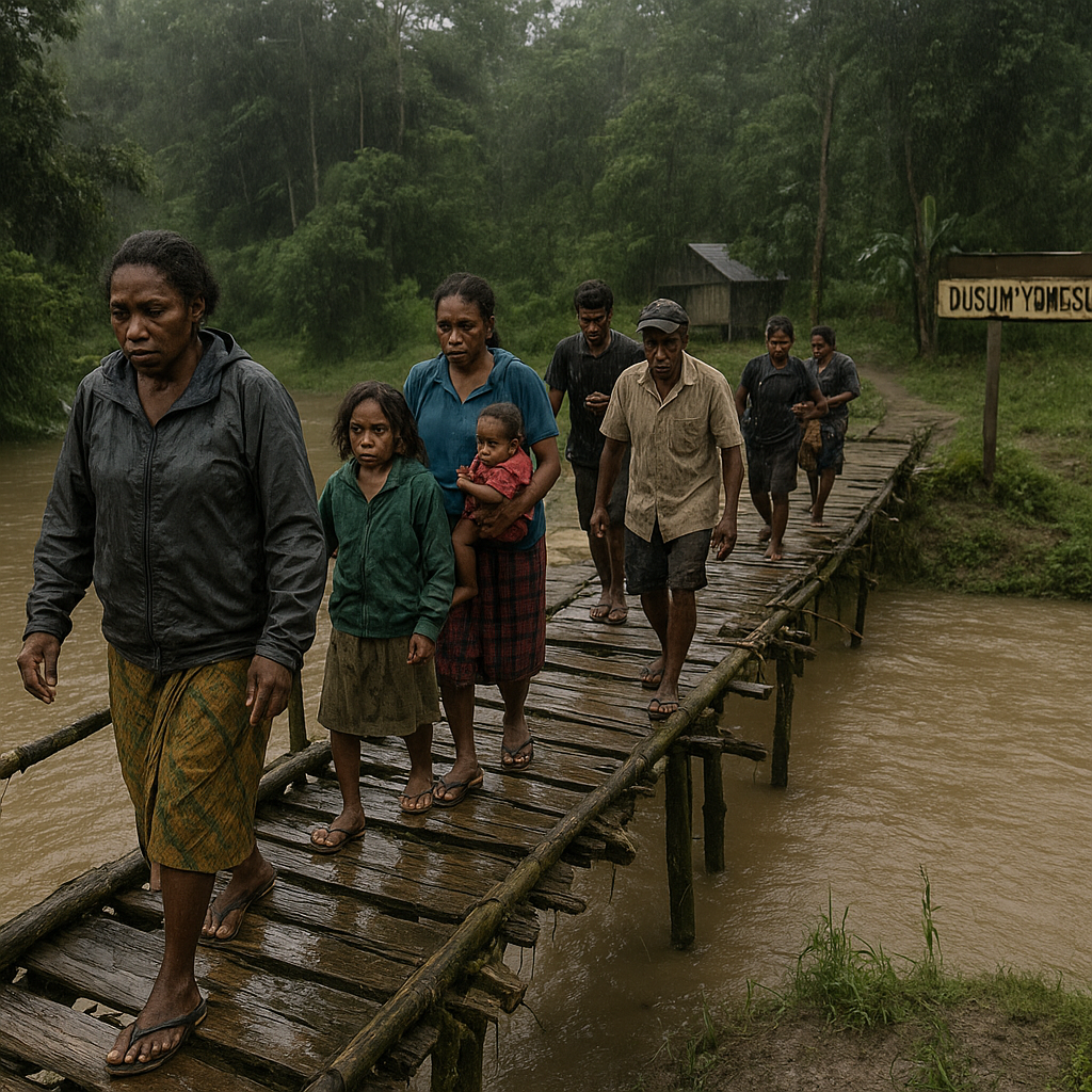 Jembatan Usang Penghubung Dusun: Kisah Warga Perbatasan RI-PNG di Arso yang Terisolasi Saat Hujan