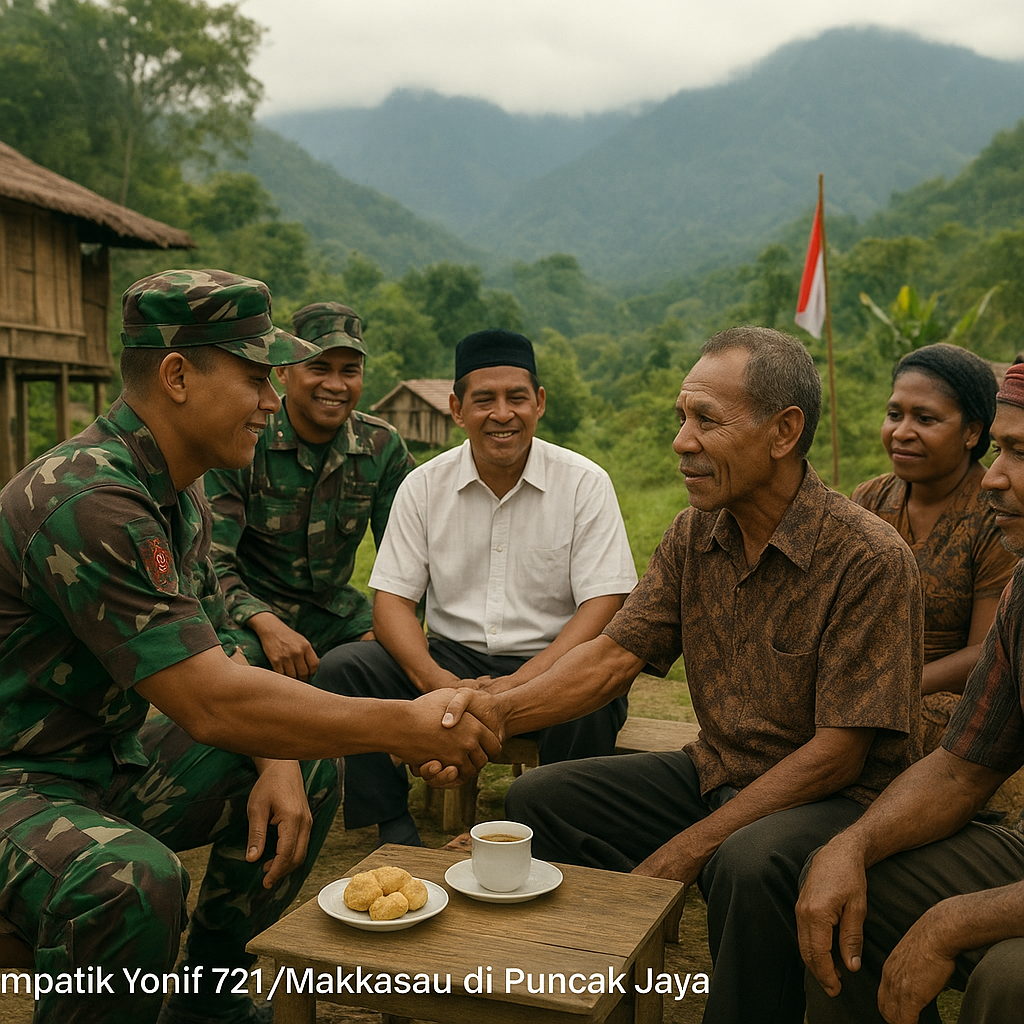 Patroli Simpatik Yonif 721/Makkasau Perkuat Kepercayaan Warga, TNI Rangkul Tokoh Masyarakat di Puncak Jaya